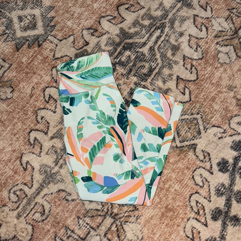 Old Navy Kids Leggings - Green and Orange Leaf Print